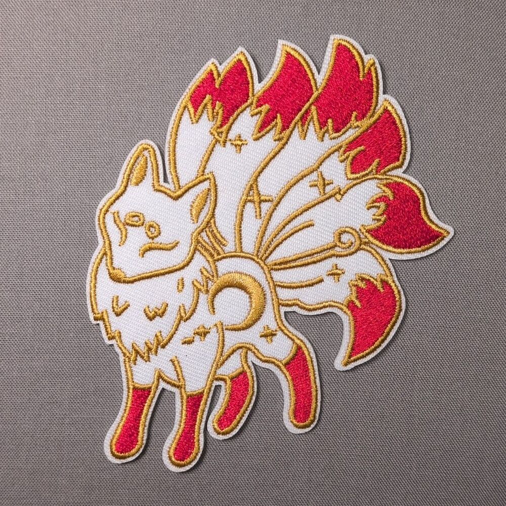 Kitsune Nine Tailed Fox Iron On Patch | Japanese Fox Patch